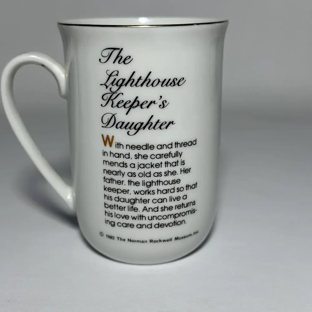 Norman Rockwell Collectible Mugs Set of 5 22K Gold Trim Vintage 1980s EUC